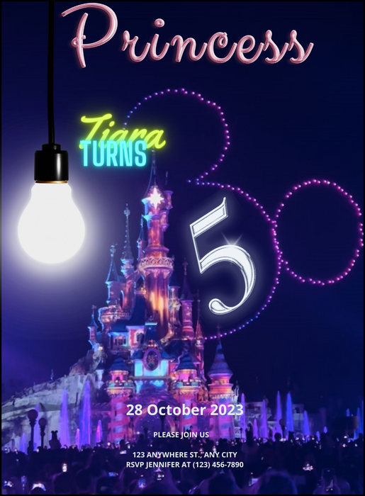 Blue Bulb Princess &amp; fairytail Invitation-AAPAF004