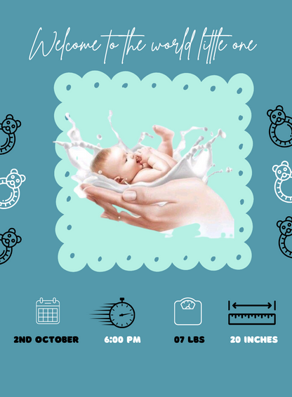 Blue Bundle Baby Birth Announcement Invitations-AABBA011