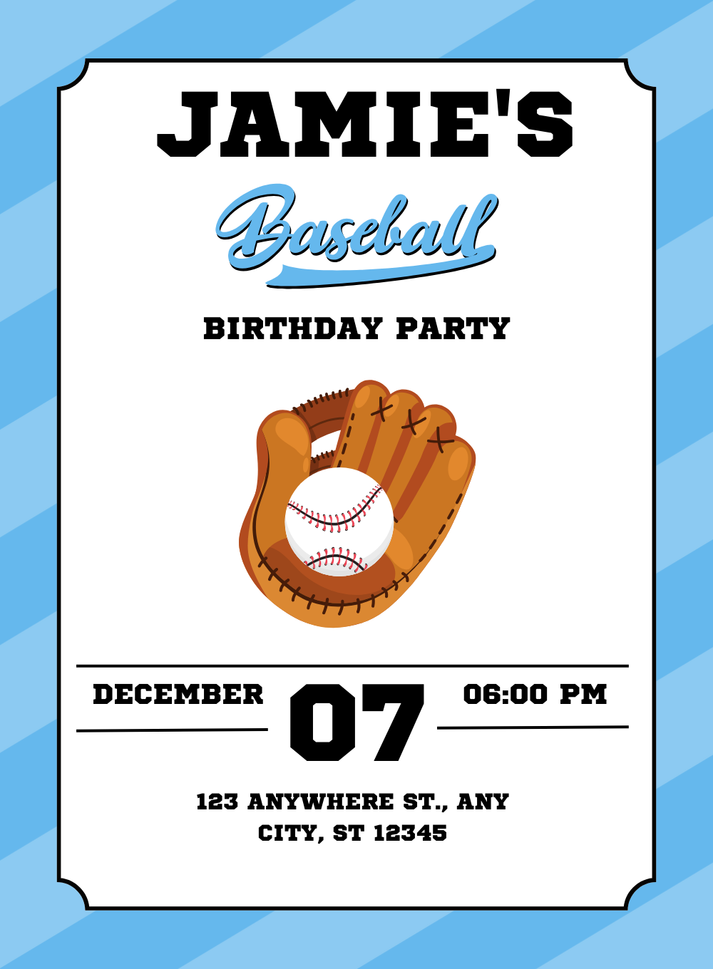 Blue Catch baseball Invitation-AABAS005
