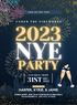 Navy Blue Shine New Year Party Invitation-AANYI020