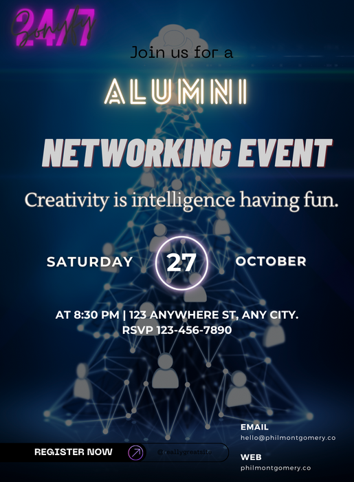 Blue Christmas Tree Networking Invitation-AANEG006