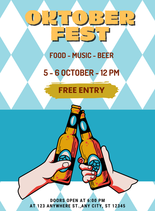 Blue Cling Oktoberfest Invitation-AAOKT011
