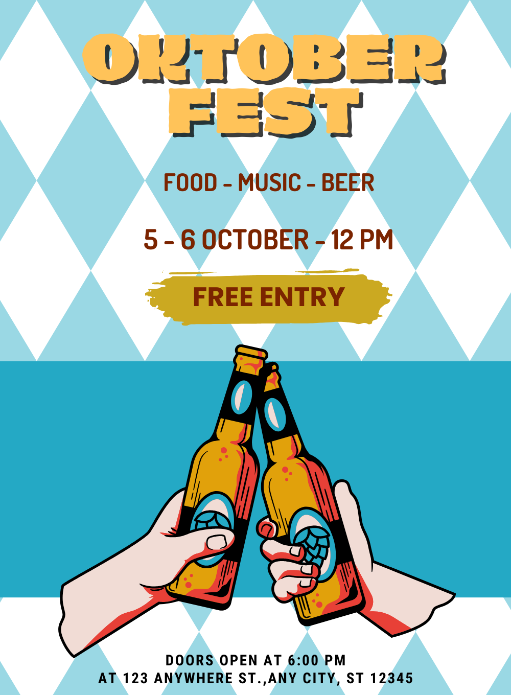 Blue Cling Oktoberfest Invitation-AAOKT011