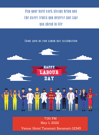 Blue Cloud labor day Invitation-AALAB011
