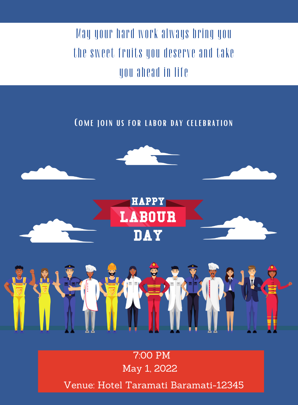Blue Cloud labor day Invitation-AALAB011