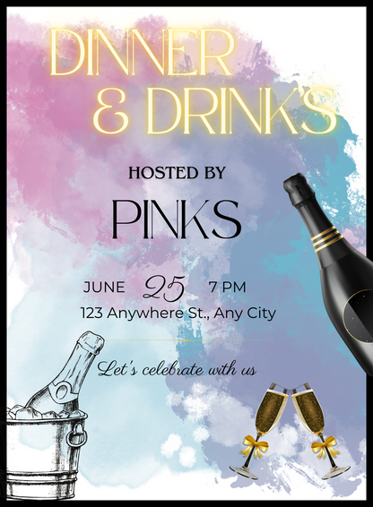 Blue Delectable Dinner Party Invitation-AADNI020