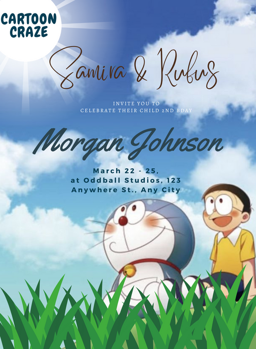Blue Doremon Popular Characters Invitation-AAPOP007