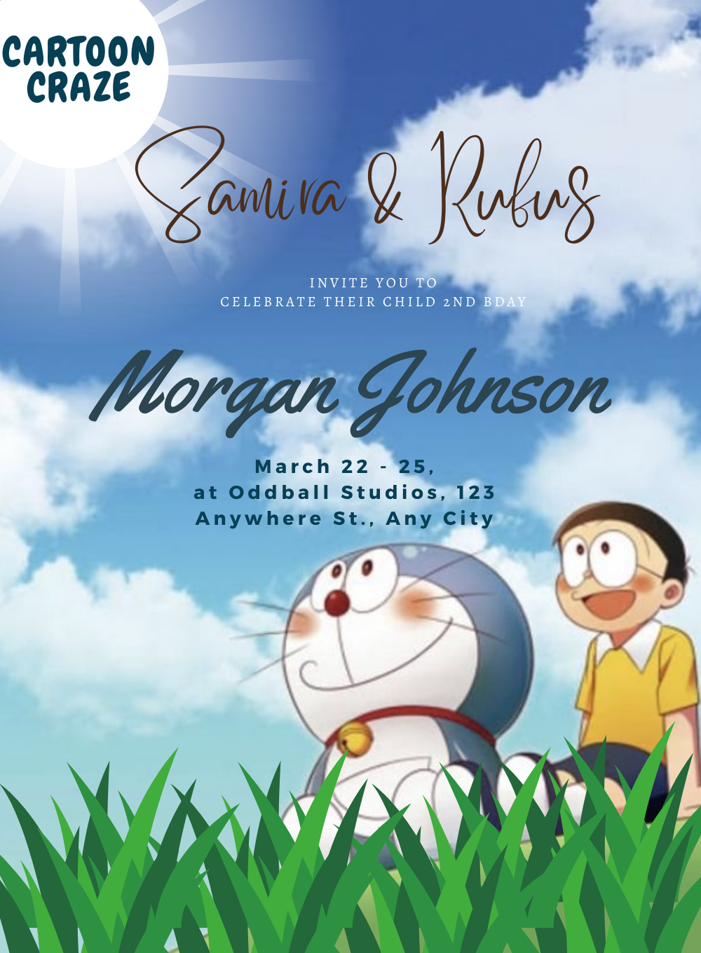Blue Doremon Popular Characters Invitation-AAPOP007