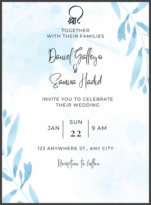 Blue Elements Rajasthani Wedding Invitation-AARWI011