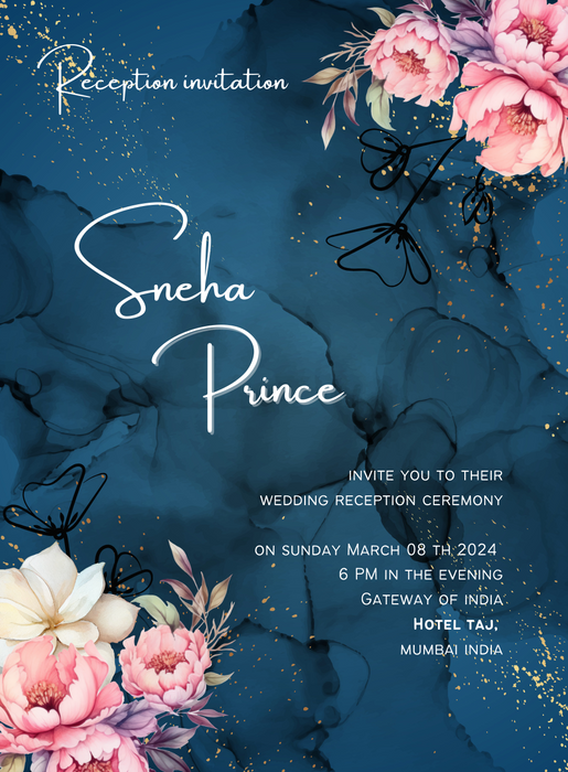 Floral Wreath Reception Party Invitation-AARPI011
