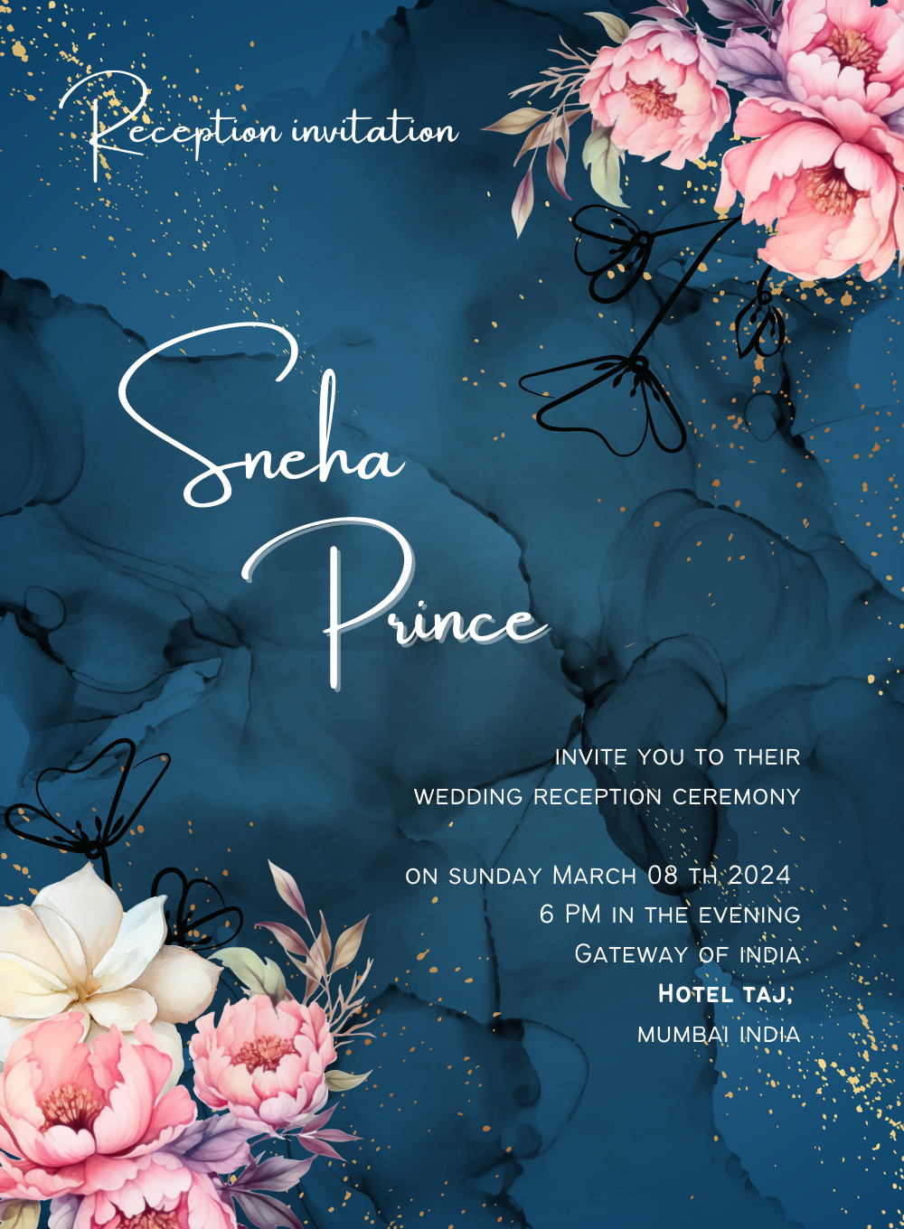 Floral Wreath Reception Party Invitation-AARPI011