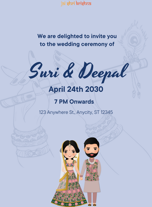 Blue Flute Gujarati Wedding Invitation&