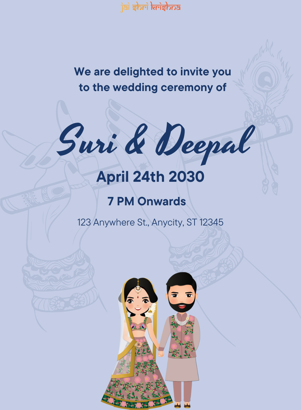 Blue Flute Gujarati Wedding Invitation&