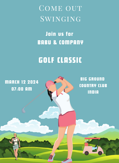Blue Girl golf Invitation-AAGLF009