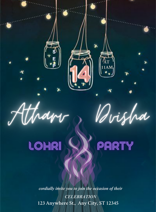 Blue Glaze Lohri Celebration Invitation-AALCI008