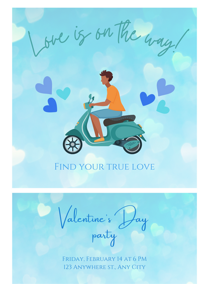 Blue Hearts Valentine s day Invitation-AAVAl008