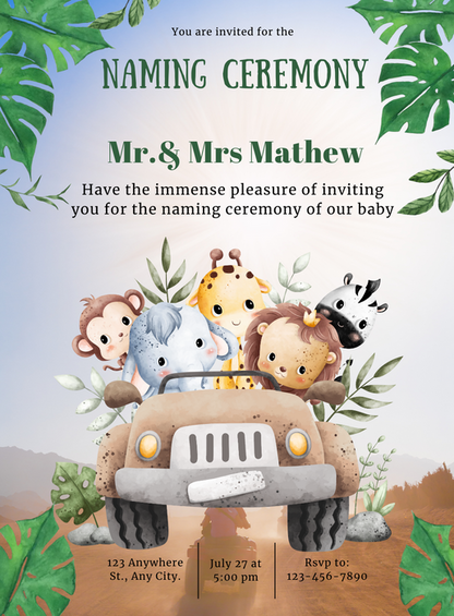 Blue Jeep Naming Ceremony Invitations-AANCI008