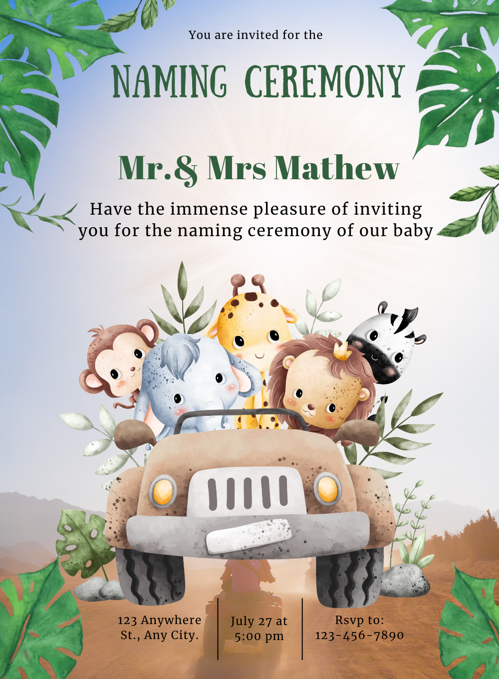 Blue Jeep Naming Ceremony Invitations-AANCI008