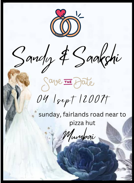 Blue Kisses Save The Date Invitation-AASTD022