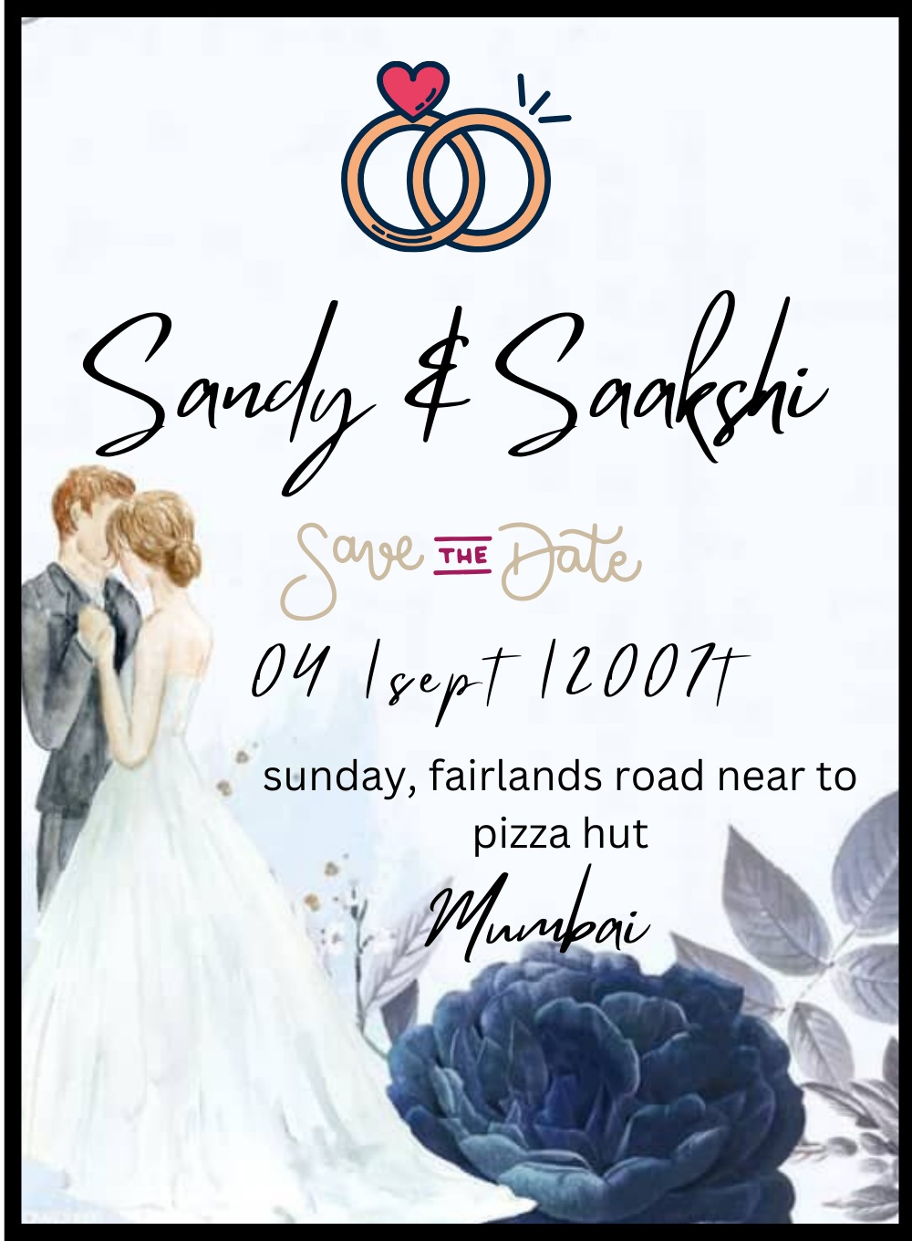 Blue Kisses Save The Date Invitation-AASTD022