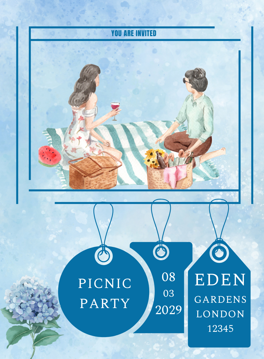 Blue Lavender Picnic Invitation-AAPIC004