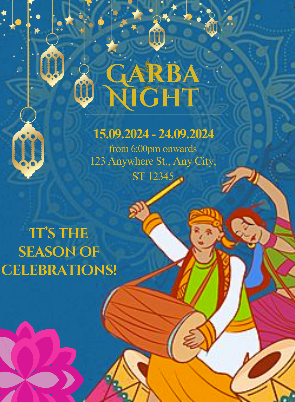 Blue Light Garba Invitations-AAGAI007