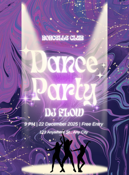 Blue Light Dance Party Invitation-AADPI029