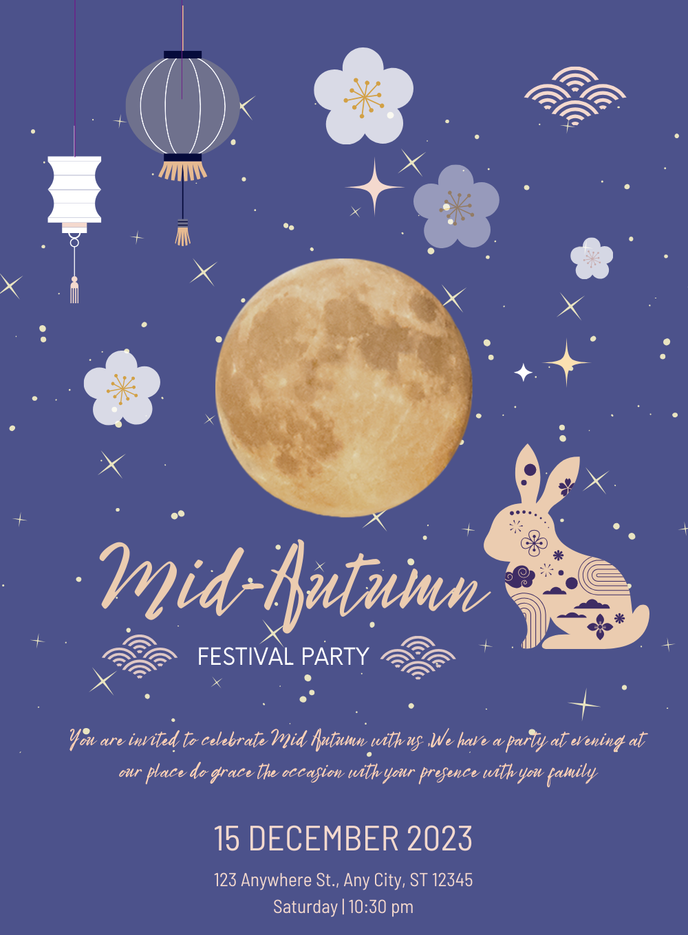 Blue Majestic mid-autumn festival Invitation-AAMID010
