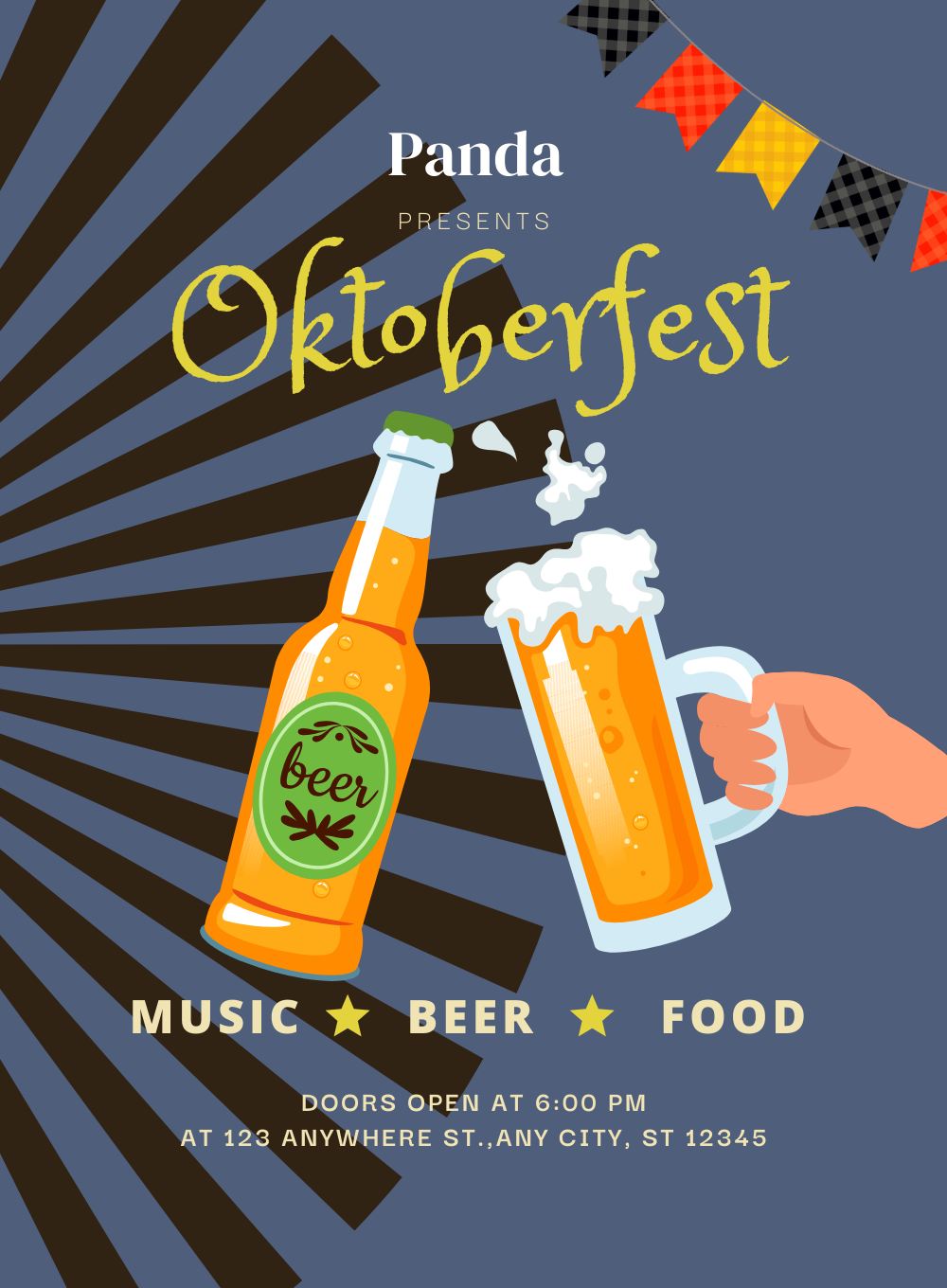 Blue Panda Oktoberfest Invitation-AAOKT014
