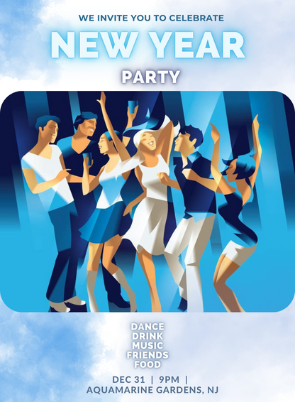 White Music New Year Eve Invitation-AANEW012