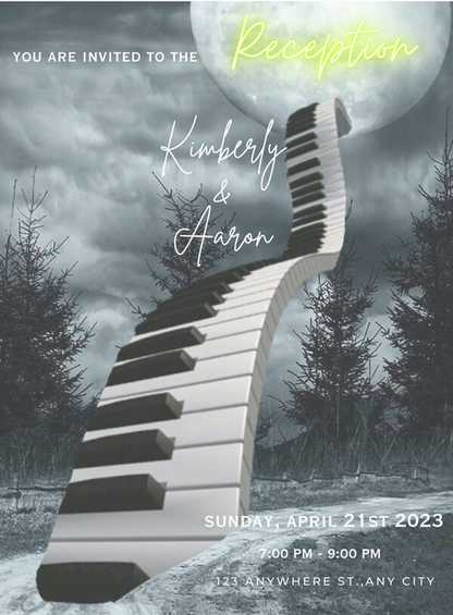 Blue Piano Reception Party Invitation-AARPI029