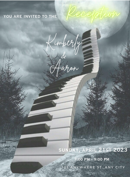 Blue Piano Reception Party Invitation-King of Cards