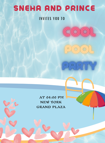 Blue Pool Pool Party Invitation-AAPPI009