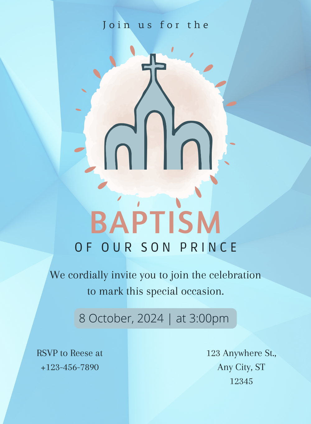 Blue Prince Baptism Ceremony Invitations-AABAP004