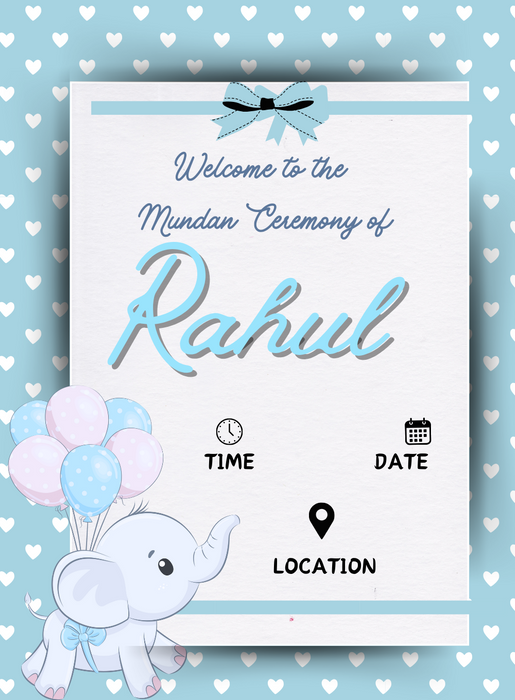 Blue Shimmering Mundan Invitation-AAMUN003