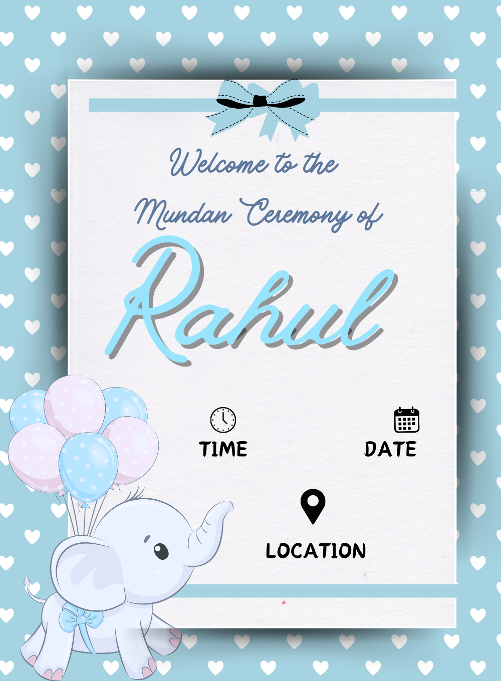 Blue Shimmering Mundan Invitation-AAMUN003