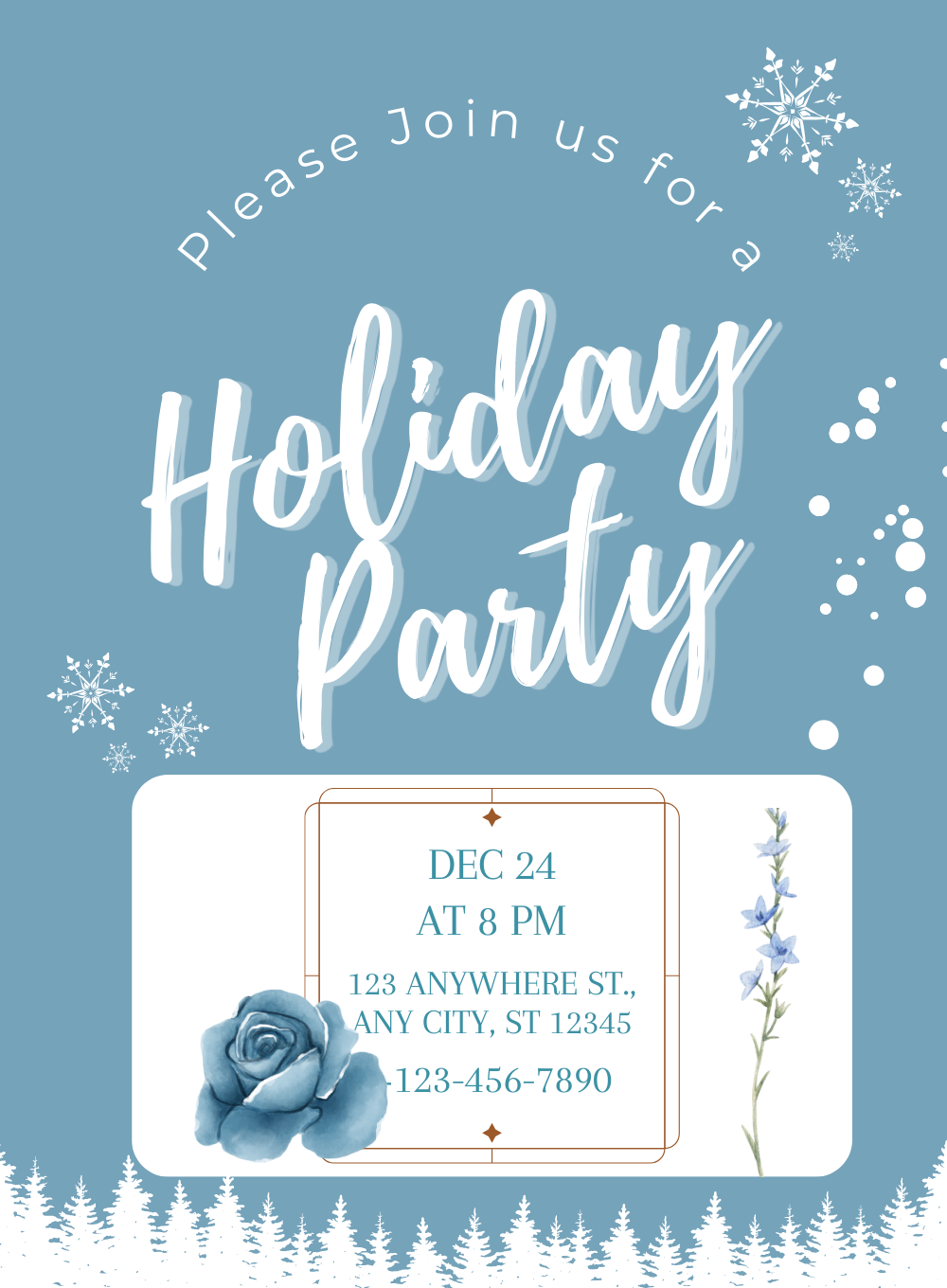 Blue Snowflake holiday party Invitation-AAHOP009