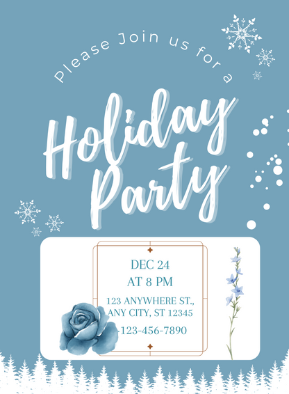 Blue Snowflake holiday party Invitation-King of Cards