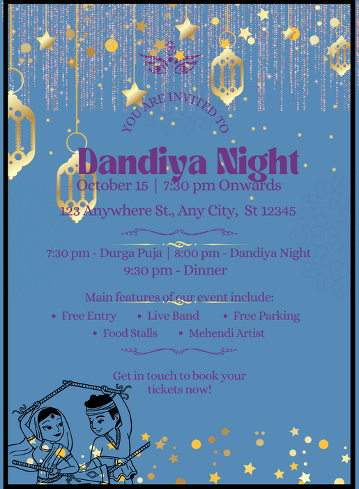 Blue Star Dandiya Invitations-AADDI013