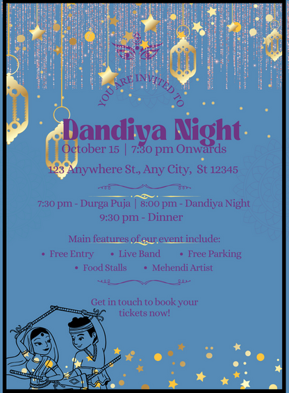 Blue Star Dandiya Invitations-AADDI013