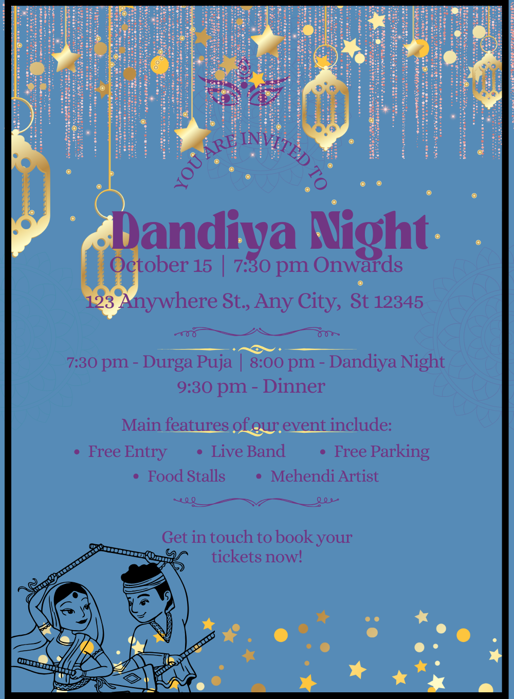 Blue Star Dandiya Invitations-AADDI013