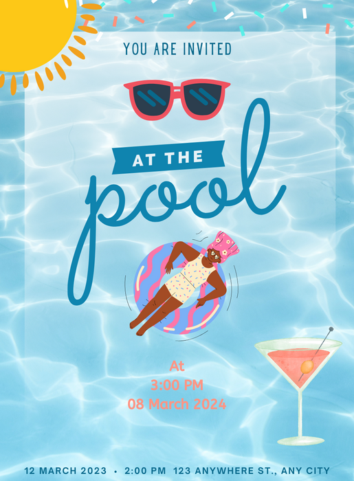 Blue Sun Pool Party Invitation-AAPPI007