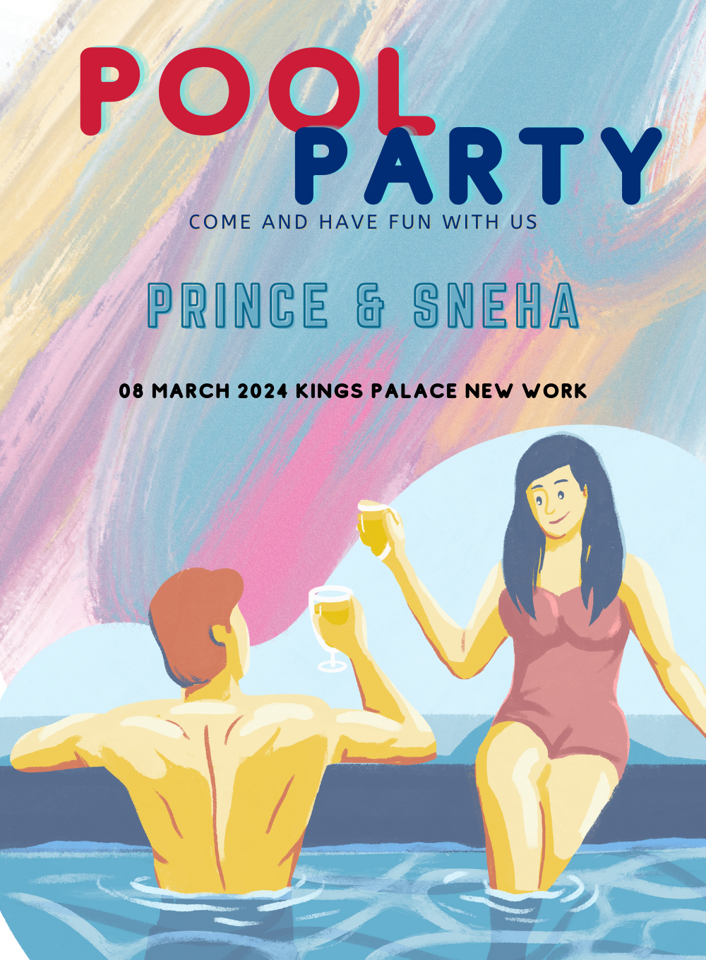 Blue Swim Pool Party Invitation-AAPPI008