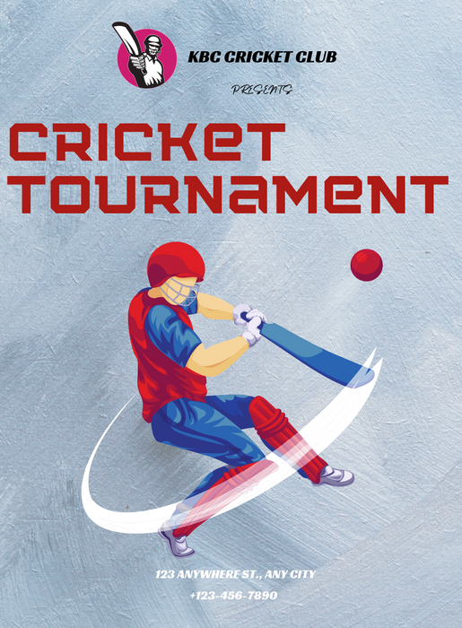 Blue Swing Cricket Invitation-AACRI009