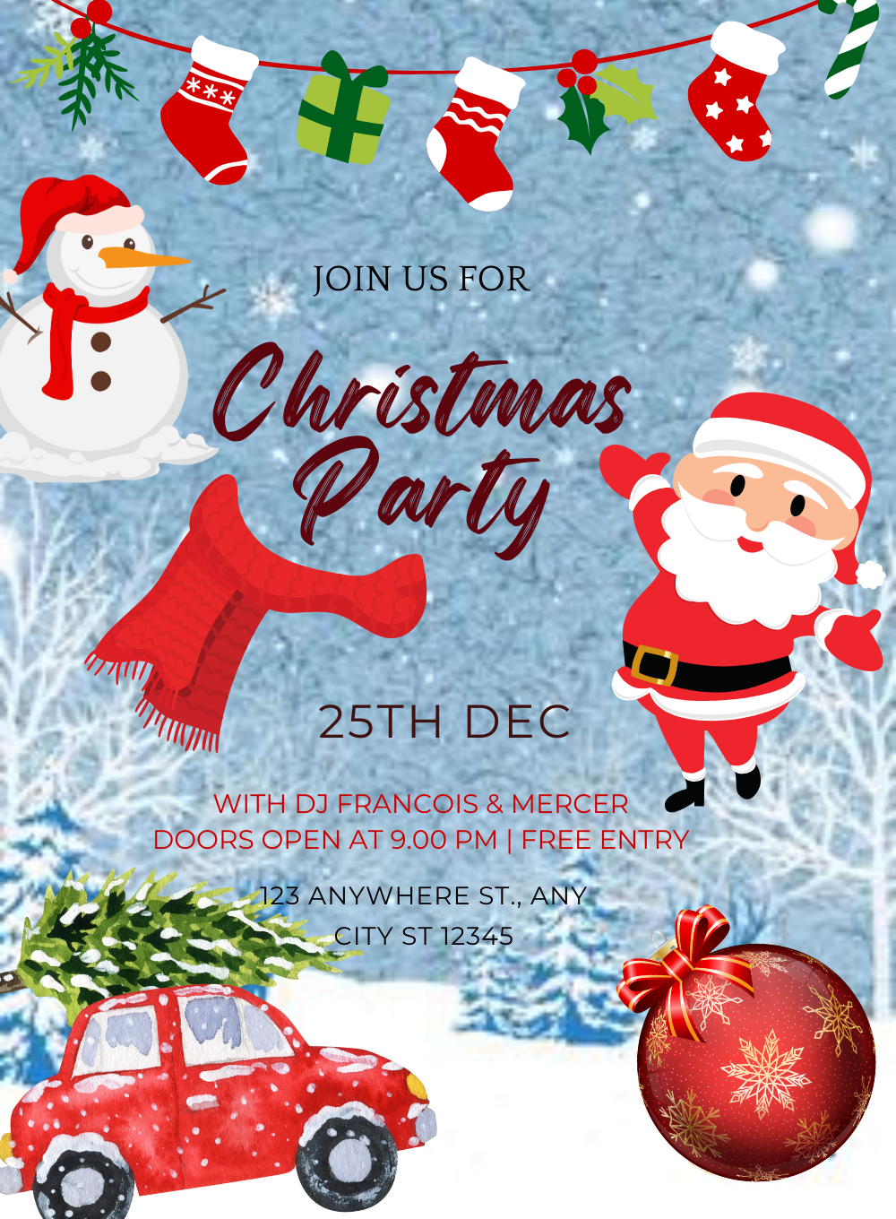 Blue Themed Christmas Invitation-AACSS013
