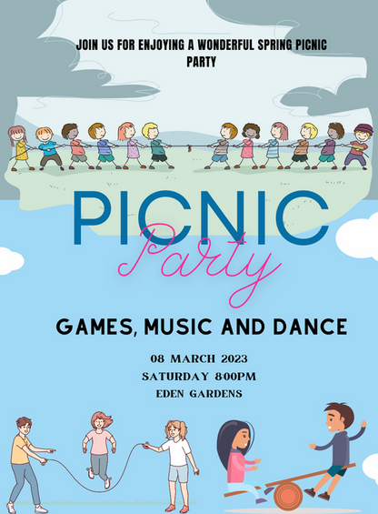 Blue Thug Picnic Invitation-AAPIC011