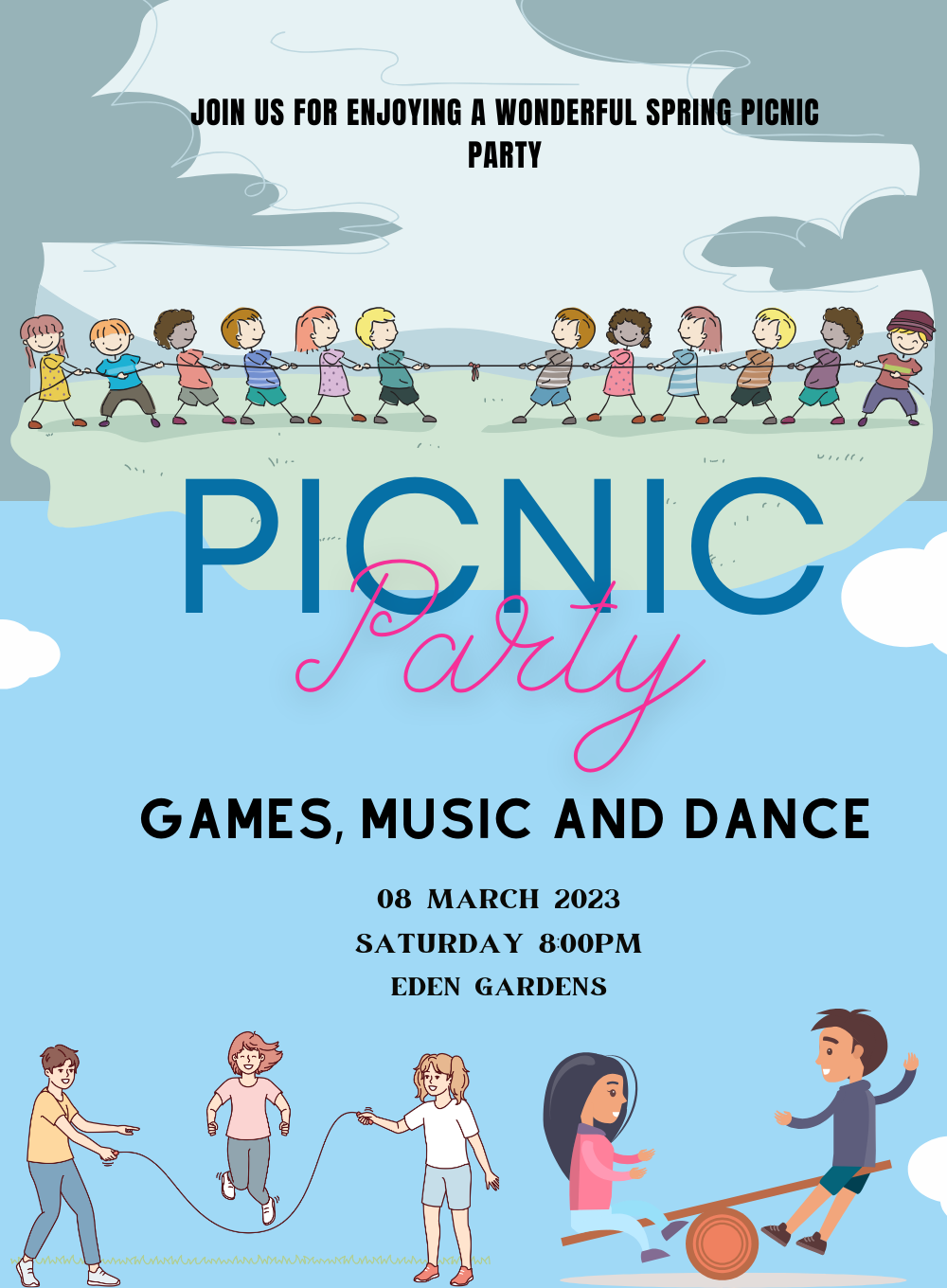 Blue Thug Picnic Invitation-AAPIC011