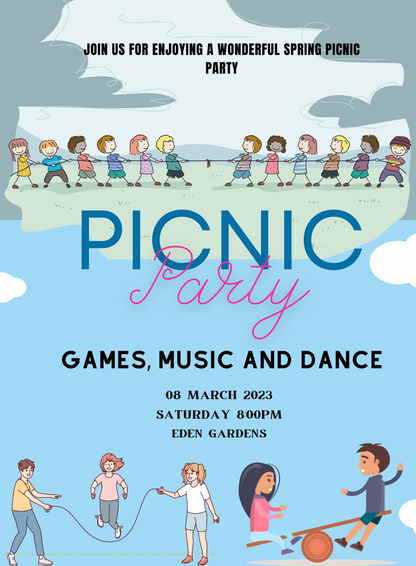 Blue Thug Picnic Invitation-AAPIC011