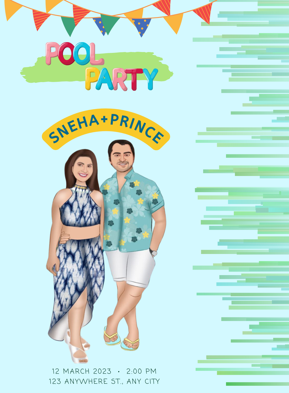 Blue Vacation Pool Party Invitation-AAPPI011