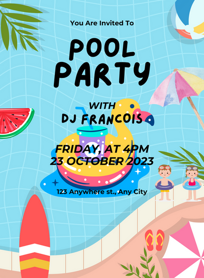 Blue Vibrant Pool Party Invitation-AAPPI027